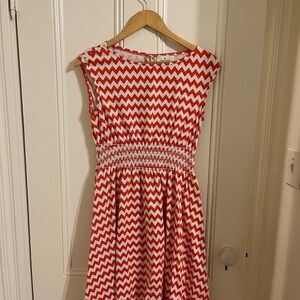 Kate Spade Orange and White Chevron Dress size S